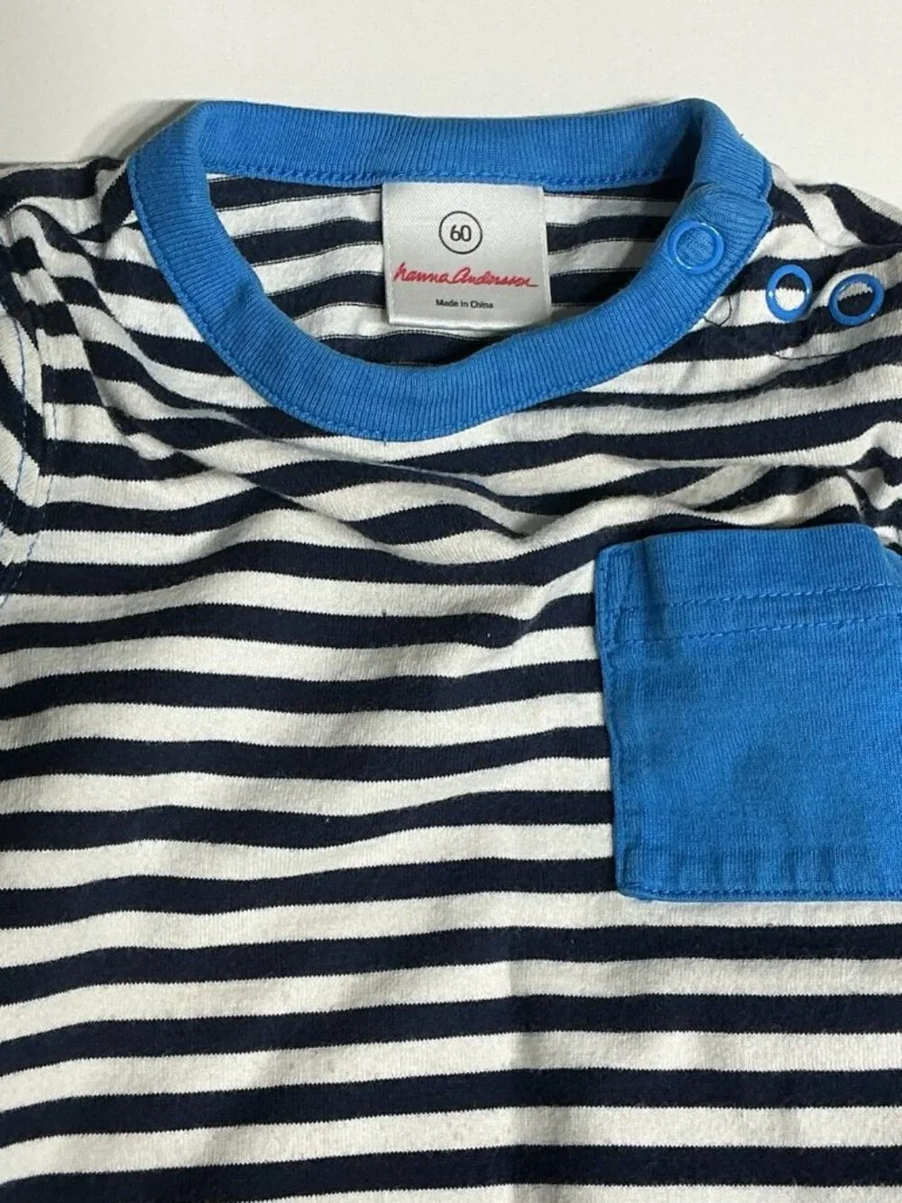Hanna Andersson Short Sleeve One Piece 60cm Striped Black White Blue